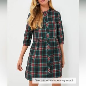 Festive Plaid Royal Shirt Dress